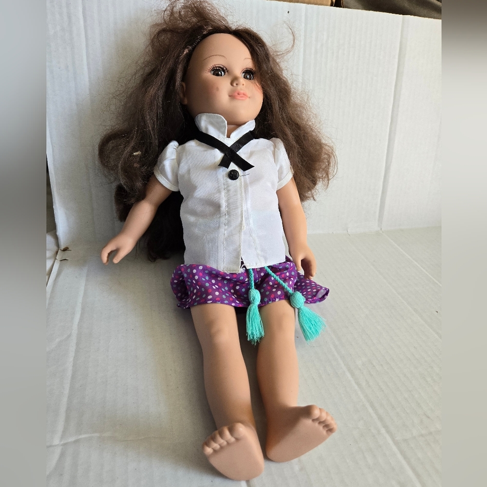 2013 CitiToy 18" Doll With Brown Hair & Brown Sleepy Eyes